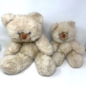 Vintage Prestige Toy Corp Set of 2 Teddy Bear Plush Tan Beige 1985